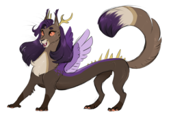 Size: 900x600 | Tagged: safe, artist:vindhov, oc, oc only, draconequus, hybrid, antlers, colored sclera, commission, crack ship offspring, draconequus oc, interspecies offspring, magical gay spawn, offspring, orange eyes, parent:capper dapperpaws, parent:discord, simple background, solo, transparent background