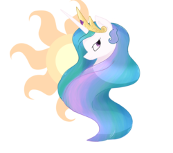 Size: 1280x1129 | Tagged: safe, artist:lattefox3, princess celestia, alicorn, pony, g4, bust, crown, cutie mark, female, flowing mane, jewelry, mare, regalia, simple background, solo, sun, transparent background