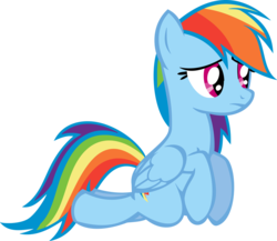 Size: 959x833 | Tagged: safe, artist:michaelsety, rainbow dash, pegasus, pony, daring don't, g4, cute, dashabetes, female, frown, kneeling, mare, rainkneel dash, simple background, solo, transparent background, vector