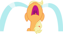 Size: 5000x2682 | Tagged: safe, artist:michaelsety, applejack, earth pony, pony, g4, the cutie map, crying, crying on the outside, female, floppy ears, mare, nose in the air, ocular gushers, open mouth, sad, simple background, solo, transparent background, uvula