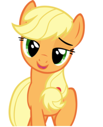 Size: 4634x5707 | Tagged: safe, artist:michaelsety, applejack, earth pony, pony, g4, female, lidded eyes, looking at you, mare, missing accessory, sexy, simple background, smiling, solo, transparent background