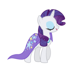 Size: 1600x1440 | Tagged: safe, artist:rarity6195, rarity, pony, g4, accessory theft, cape, clothes, eyes closed, female, simple background, smiling, solo, transparent background, trixie's cape, vector