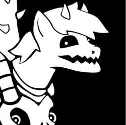 Size: 2000x1990 | Tagged: safe, artist:maxter-advance, edit, pony, black and white, black background, grayscale, horn, monochrome, omega flowey, ponified, simple background, smiling, solo, thorn, undertale