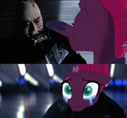 Size: 1130x1043 | Tagged: safe, artist:ejlightning007arts, edit, edited screencap, screencap, tempest shadow, g4, my little pony: the movie, anakin skywalker, crossover, crying, darth vader, death, star wars, star wars: return of the jedi, teary eyes