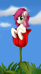 Size: 1393x2500 | Tagged: safe, artist:orangejuicerus, roseluck, pony, g4, female, flower, mare, micro, rose, smiling, solo