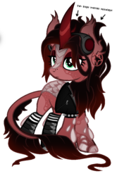 Size: 645x915 | Tagged: safe, artist:angelofthewisp, oc, oc only, kirin, clothes, headphones, horns, shirt, simple background, solo, transparent background