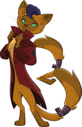 Size: 5284x8142 | Tagged: safe, edit, capper dapperpaws, anthro, g4, my little pony: the movie, chest fluff, clothes, coat, looking at you, male, mutant, simple background, solo, tail, tail extensions, white background