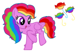Size: 1571x1080 | Tagged: safe, artist:徐詩珮, oc, oc:rainbow candy, pegasus, pony, female, magical lesbian spawn, mare, next generation, offspring, parent:pinkie pie, parent:rainbow dash, parents:pinkiedash, rainbow hair, simple background, transparent background