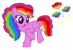 Size: 1571x1080 | Tagged: safe, artist:徐詩珮, oc, oc:rainbow candy, pegasus, pony, g4, female, magical lesbian spawn, mare, next generation, offspring, parent:pinkie pie, parent:rainbow dash, parents:pinkiedash, rainbow hair, simple background, transparent background