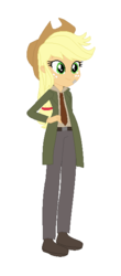 Size: 280x638 | Tagged: safe, artist:fjessemcsm, artist:selenaede, applejack, human, equestria girls, g4, ace attorney, alternate hairstyle, barely eqg related, base used, capcom, clothes, crossover, dick gumshoe, hat, necktie, shoes