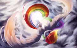 Size: 3224x2016 | Tagged: safe, artist:fluttersheeeee, rainbow dash, pegasus, pony, g4, cloud, cute, dashabetes, female, flying, high res, looking at you, mare, sky, solo, spread wings, wings