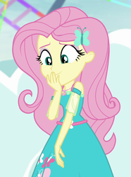 Size: 658x886 | Tagged: safe, screencap, fluttershy, equestria girls, equestria girls specials, g4, my little pony equestria girls: better together, my little pony equestria girls: rollercoaster of friendship, cropped, cute, female, geode of fauna, magical geodes, shyabetes, solo