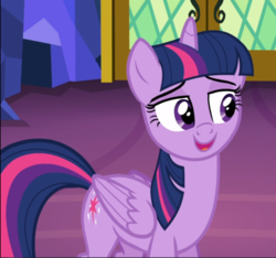 Size: 873x816 | Tagged: safe, screencap, twilight sparkle, alicorn, pony, g4, the cutie re-mark, cropped, female, lidded eyes, mare, open mouth, smiling, solo, twilight sparkle (alicorn)