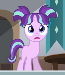 Size: 582x669 | Tagged: safe, screencap, starlight glimmer, pony, unicorn, g4, the cutie re-mark, cropped, female, filly, filly starlight glimmer, open mouth, shocked, solo, younger