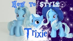 Size: 1280x720 | Tagged: safe, trixie, pony, g4, female, hair styling, irl, merchandise, photo, toy, tutorial