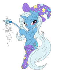 Size: 1024x1278 | Tagged: safe, artist:blah23z, artist:dfectivedvice, edit, trixie, unicorn, semi-anthro, g4, adorasexy, arm hooves, bipedal, chest fluff, clothes, cute, legwear, lidded eyes, sexy, smiling, socks, wand