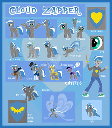 Size: 1600x1817 | Tagged: safe, artist:autumn-dreamscape, oc, oc only, oc:cloud zapper, bat pony, breezie, crystal pony, pony, equestria girls, g4, 5-year-old, armor, bat cutie mark, clothes, colt, cutie mark, eye, foal, front view, gala suit, lunar guard armour, male, on side, rear view, reference sheet, royal guard, rule 63, scarf, solo, spear, speed trail, stallion, sword, three quarter view, weapon, wet mane