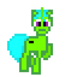Size: 960x960 | Tagged: safe, artist:joeydr, derpibooru exclusive, oc, oc only, oc:green byte, pony, unicorn, looking at you, male, pixel art, raised hoof, simple background, solo, stallion, transparent background