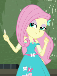 Size: 660x884 | Tagged: safe, screencap, fluttershy, a little birdie told me, equestria girls, g4, my little pony equestria girls: better together, clothes, cropped, dress, female, fluttermath, geode of fauna, magical geodes