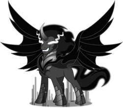 Size: 5000x4393 | Tagged: safe, artist:orin331, king sombra, pony of shadows, alicorn, pony, g4, absurd resolution, antagonist, evil grin, fusion, fusion:king sombra, fusion:pony of shadows, glowing eyes, grin, male, shadow lord sombra, smiling, solo, sombra eyes, spread wings, stallion, wings