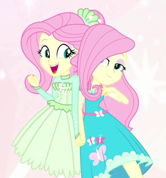 Size: 925x994 | Tagged: safe, screencap, fluttershy, equestria girls, g4, my little pony equestria girls: better together, so much more to me, clothes, cropped, cute, dress, female, geode of fauna, holding hands, magical geodes, pantyhose, self ponidox, shyabetes, smiling