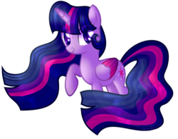 Size: 1011x790 | Tagged: safe, artist:crystal-bloomyt, artist:pegasski, twilight sparkle, alicorn, pony, g4, base used, colored wings, female, long mane, long tail, multicolored wings, raised hoof, simple background, solo, transparent background, twilight sparkle (alicorn)