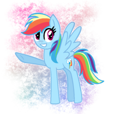 Size: 704x664 | Tagged: dead source, safe, artist:crystal-bloomyt, rainbow dash, pegasus, pony, g4, female, looking at you, mare, raised hoof, simple background, smiling, solo, transparent background, wings