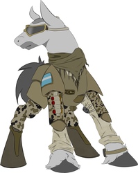 Size: 1618x2028 | Tagged: safe, anonymous artist, oc, oc only, pony, camouflage, clothes, goggles, male, military, scarf, simple background, stallion, stubble, white background