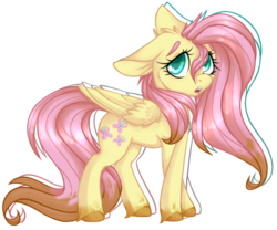Size: 580x483 | Tagged: safe, artist:teeny16, fluttershy, pegasus, pony, g4, crossed hooves, dirty hooves, female, floppy ears, folded wings, looking sideways, looking up, mare, mud, open mouth, simple background, solo, standing, stray strand, transparent background, unshorn fetlocks, wings