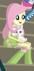 Size: 238x497 | Tagged: safe, screencap, angel bunny, fluttershy, rainbow dash, equestria girls, g4, my little pony equestria girls: friendship games, boots, clothes, female, offscreen character, shoes, skirt, smiling, socks