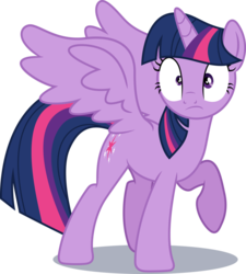 Size: 847x943 | Tagged: safe, artist:itv-canterlot, twilight sparkle, alicorn, pony, g4, the cutie re-mark, female, mare, raised hoof, shocked, simple background, solo, transparent background, twilight sparkle (alicorn), vector, wide eyes, wings