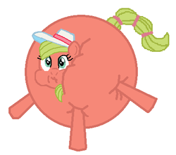 Size: 392x347 | Tagged: safe, artist:theinflater19, earth pony, pony, cowboys and equestrians, hat, inflation, mad (tv series), mad magazine, mapleball, maplejack, spherical inflation