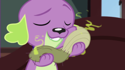 Size: 1280x720 | Tagged: safe, screencap, spike, spike the regular dog, dog, equestria girls, g4, my little pony equestria girls: better together, reboxing with spike!, dirty sock, eyes closed, male, paws, smelly, smelly sock