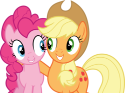 Size: 1034x773 | Tagged: safe, artist:itv-canterlot, applejack, pinkie pie, earth pony, pony, g4, the mane attraction, duo, female, looking at each other, mare, simple background, smiling, transparent background, vector