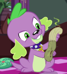 Size: 571x630 | Tagged: safe, screencap, spike, spike the regular dog, dog, equestria girls, g4, my little pony equestria girls: better together, reboxing with spike!, cropped, dirty sock, male, paws, solo, spike's dog collar, tail