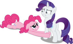 Size: 1152x693 | Tagged: safe, artist:itv-canterlot, pinkie pie, rarity, earth pony, pony, unicorn, g4, season 6, the gift of the maud pie, duo, female, help, mare, simple background, transparent background, vector, wide eyes