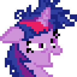 Size: 960x960 | Tagged: safe, artist:joeydr, twilight sparkle, pony, unicorn, g4, ahegao, bust, female, floppy ears, lidded eyes, mare, messy mane, nut, open mouth, pixel art, reaction image, simple background, smiling, solo, transparent background, twilight snapple