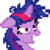 Size: 960x960 | Tagged: safe, artist:joeydr, twilight sparkle, pony, unicorn, g4, ahegao, bust, female, floppy ears, lidded eyes, mare, messy mane, nut, open mouth, pixel art, reaction image, simple background, smiling, solo, transparent background, twilight snapple