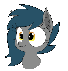 Size: 858x903 | Tagged: safe, artist:wafflecakes, oc, oc only, oc:speck, bat pony, pony, animated, mlem, silly, simple background, solo, tongue out, transparent background