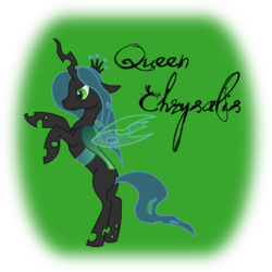 Size: 894x894 | Tagged: safe, artist:awesomeluna, artist:takharii, queen chrysalis, changeling, changeling queen, g4, female, green background, hooves up, icon, simple background, solo, transparent background