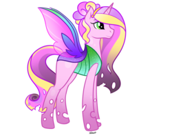 Size: 1024x820 | Tagged: safe, artist:forteycat, oc, oc only, changepony, hybrid, female, interspecies offspring, magical lesbian spawn, offspring, parent:princess cadance, parent:queen chrysalis, parents:cadalis, simple background, solo, transparent background