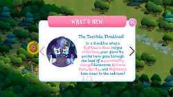 Size: 1280x720 | Tagged: safe, gameloft, rainbow dash, rarity, pony, g4, the cutie re-mark, alternate timeline, forest, limited-time story, night guard dash, night maid rarity, nightmare takeover timeline