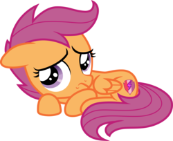Size: 3678x3000 | Tagged: safe, artist:cloudy glow, artist:parclytaxel, scootaloo, pony, g4, the washouts (episode), .ai available, cowering, female, filly, high res, simple background, solo, transparent background, vector