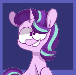 Size: 1280x1267 | Tagged: safe, artist:pinkiespresent, starlight glimmer, pony, unicorn, g4, derp, female, grin, smiling, solo