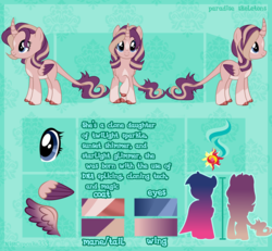 Size: 4000x3700 | Tagged: safe, artist:paradiseskeletons, oc, oc only, oc:shimmering spectacle, alicorn, pony, unicorn, alicorn oc, biography, cloven hooves, coat markings, color palette, colored wings, colored wingtips, curved horn, cutie mark, eye, facial markings, female, hair over one eye, height difference, horn, leonine tail, looking at you, magical lesbian spawn, magical threesome spawn, mare, multicolored wings, multiple parents, offspring, pale belly, parent:starlight glimmer, parent:sunset shimmer, parent:twilight sparkle, parents:twishimmerglimmer, reference sheet, simple background, socks (coat markings), solo, star (coat marking), transparent background, two toned wings, unshorn fetlocks, wings