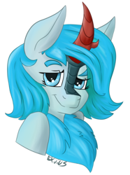 Size: 2934x3940 | Tagged: safe, artist:exvius, oc, oc only, oc:frost flare, kirin, pony, chest fluff, high res, kirin oc, lidded eyes, looking at you, simple background, solo, transparent background