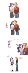 Size: 1383x3484 | Tagged: safe, artist:tcn1205, applejack, rarity, sweetie belle, human, equestria girls, g4, blushing, cloud, comic, cowboy hat, cute, diasweetes, female, hat, humanized, jackabetes, kissing, lesbian, overprotective, pony coloring, protective little sister, raribetes, ship:rarijack, shipping, simple background, stetson, white background