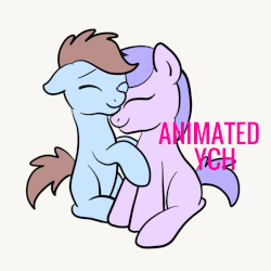Size: 849x849 | Tagged: safe, artist:lannielona, pony, advertisement, animated, commission, female, gif, hug, love, lovey dovey, male, mare, nuzzling, simple, sitting, snuggling, stallion, straight, white bg, your character here