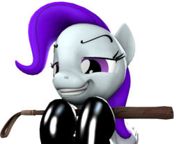 Size: 2600x2160 | Tagged: safe, artist:awgear, oc, oc:morning glory (project horizons), pegasus, pony, fallout equestria, fallout equestria: project horizons, 3d, bust, clothes, disciplinary action (tf2), fallout, fanfic art, gloves, gray coat, grin, high res, kinky, latex, latex gloves, portrait, purple eyes, purple mane, riding crop, simple background, smiling, source filmmaker, suggestive smile, team fortress 2, this will end in snu snu, transparent background