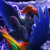 Size: 4000x4000 | Tagged: safe, artist:cherry pop, rainbow dash, pegasus, pony, g4, 3d, absurd resolution, blender, blender cycles, cloud, female, flying, lightning, looking at you, mare, procreate app, rain, solo, storm, subsurface scattering